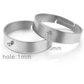 Adjustable 5mm silver stainless steel ring base with 1mm hole for DIY jewelry making - 5mm Width / Silver
