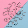 Macro detail of 5mm and 6mm silver U-shape wire protectors with 1mm hole for jewelry DIY - Large Steel Color (5x6)