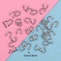 Detailed view of silver stainless steel U-shape wire guards for DIY jewelry with dimensions - Small Steel Color (4.5x5)