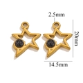 Pendentif étoile évidée en or avec perle de pierre noire mesurant 20mm par 14,5mm - Étoile-Turquoise Noire