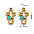 Pendentif croix en acier inoxydable doré avec perle turquoise, hauteur 20mm pour bijoux - Croix-Bleu Lac