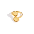 Anello regolabile in acciaio dorato con due basi tonde da 8mm per gioielli fai-da-te - Oro - Vassoio Rotondo