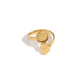 Anello regolabile in acciaio inossidabile dorato con vassoio 8mm e gatto 3D - Oro - Motivo Gatto