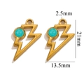 Pendentif éclair doré avec pierre de turquoise pour création de bijoux DIY - Éclair-Bleu Lac