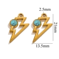 Pendentif éclair doré avec pierre turquoise, dimensions 21 mm x 13,5 mm pour bijoux - Éclair-Turquoise