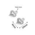 Gepolijste roestvrijstalen holle hartbedeltjes 10mm x 8mm voor het maken van DIY sieraden - Staal Kleur 05