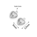 Zilveren holle hart hangers van roestvrij staal, set van 2 stuks maat 12mm x 9mm voor DIY - Staal Kleur 08