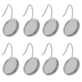 Set of 8 silver stainless steel DIY fish hook earrings with round bezel settings - Inner Diameter 8mm / Steel