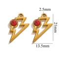 Pendentif éclair doré avec incrustation de pierre rouge et dimensions de 21x13mm - Éclair-Turquoise Rouge