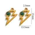 Pendentif éclair doré avec incrustation de malachite et détails des mesures - Éclair-Malachite
