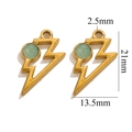 Pendentif éclair doré avec pierre naturelle verte et dimensions de 21mm de haut - Éclair-Aventurine