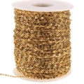 Golden stainless steel lip chain on white spool for DIY jewelry making and crafts - 04 Lip Width 2mm / 18K Gold