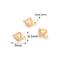 Gouden holle hartbedeltje voor DIY-sieraden, 9mm x 6,5mm formaat met kleine ring - Goud 10