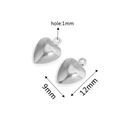 Zilveren holle hartvormige hangers mat voor DIY sieraden maken, maat 12mm x 9mm - Staalkleur 11