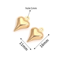 Paar gouden holle hartvormige hangers 16x11mm met 1mm gat voor doe-het-zelf sieraden - Goud 04