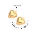 Holle hartvormige hanger van roestvrij staal in goudkleur, maat 13 mm x 16 mm - Goud 07
