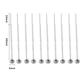 Silver stainless steel earring threaders with 6mm polished balls and 40mm long chains - Round-Steel