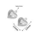 Zilveren holle hartvormige roestvrijstalen bedels van 11x13mm voor sieraden maken DIY - Zilver 01