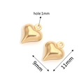 Gouden rvs hart hanger voor DIY sieraden, 11 mm breedte met een gat van 1 mm - Goud 09