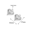 Gepolijste roestvrijstalen holle hartbedeltje voor DIY sieraden, maat 16mm bij 17mm - Staalkleur 34