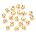 Golden stainless steel crescent crimp bead covers for DIY jewelry making and bracelet closure - 3mm / Gold