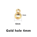 Gold stainless steel 6mm spacer bead with 4mm hole for DIY jewelry making and bracelets - 4mm (Approx 0.2g) / Gold (1037)