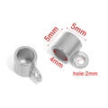 Silver polished stainless steel 5mm cylinder cord end clasp for DIY jewelry making - 5mm (Approx 0.46g) / Steel Color (1100)