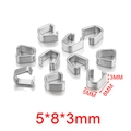 RVS 5x8x3mm U-vormige sluiting voor lederen koord en DIY ketting sieraden accessoires - Vierkant Klein - Zilver