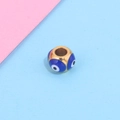 Golden stainless steel evil eye charm bead with blue enamel details for DIY jewelry - Single Piece / Gold Style 2