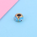 Golden stainless steel evil eye bead with light blue enamel for DIY jewelry making - Single Piece / Gold Style 3