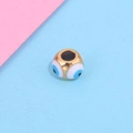 Golden stainless steel evil eye bead with white enamel for DIY jewelry making - Single Piece / Gold Style 4