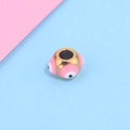 Golden stainless steel evil eye bead with pink enamel details for DIY jewelry making - Single Piece / Gold Style 5