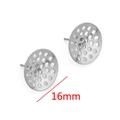 16mm stainless steel hollow round earring base for DIY jewelry making in silver finish - Small / Steel