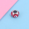 Red Evil Eye enamel charm bead in stainless steel for DIY jewelry making and bracelets - Single Piece / Silver Type 1
