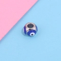 Deep blue evil eye bead with double-sided enamel finish and stainless steel core for DIY jewelry - Single Piece / Silver Type 2