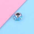 Light blue evil eye enamel bead with stainless steel core for DIY jewelry making - Single Piece / Steel Style 3