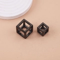 Black hollow cube stainless steel pendants in matte geometric frame minimalist design - 15mm / Black