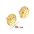 20mm gold hollow round stainless steel earring base studs for DIY jewelry making - Large / Gold