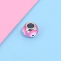 Pink evil eye stainless steel bead charm with double-sided enamel for DIY bracelets - Single Piece / Steel Style 5