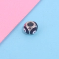 Silver stainless steel evil eye charm bead with black enamel for DIY jewelry making - Single Piece / Steel Style 6