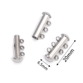 Silver 3-strand slide tube magnetic clasp for layered necklaces 20mm x 6.5mm size - Triple Strand Hole / Triple Layer Silver