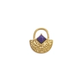 Golden pendant featuring a square purple stone with a textured hammered fan base - Lapis Lazuli Square Inlay (Z1370) / Lapis Lazuli