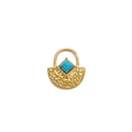 Golden turquoise pendant charm with hammered metal semi-circle for DIY jewelry - Dark Turquoise Square Inlay (Z1370) / Dark Turquoise