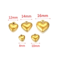 Polished gold stainless steel heart pendants in five sizes from 8mm to 16mm - 8mm / Gold