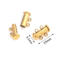 Golden multi-layer magnetic clasp for DIY jewelry connecting, size 15mm by 6.5mm - Double Strand Hole / Double Layer - Gold