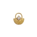 Golden turquoise hammer pattern earrings with white marble stone inlay detail - Howlite