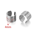 Ear cuff in acciaio inossidabile argento con triplo motivo a rilievo da 4mm - Stile Ear Cuff Rotondo Goffrato (Steel-C)
