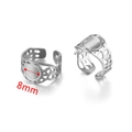 Anello regolabile da 8mm in acciaio inox argento con fascia a nido d'ape per gioielli DIY - Vassoio Rotondo Traforato a Nido d'Ape (Steel-E)