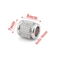 Cylindrical stainless steel mesh bead for DIY bracelets, 8mm length with 4mm hole - Rounded Edge 7x8x4 Knurled / Steel