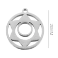 Detailansicht der 20mm Edelstahl Yoga Anhänger mit ausgeschnittenem Stern und Ringbefestigung - Hohler Sechszackiger Stern (Stahlfarbe 3)